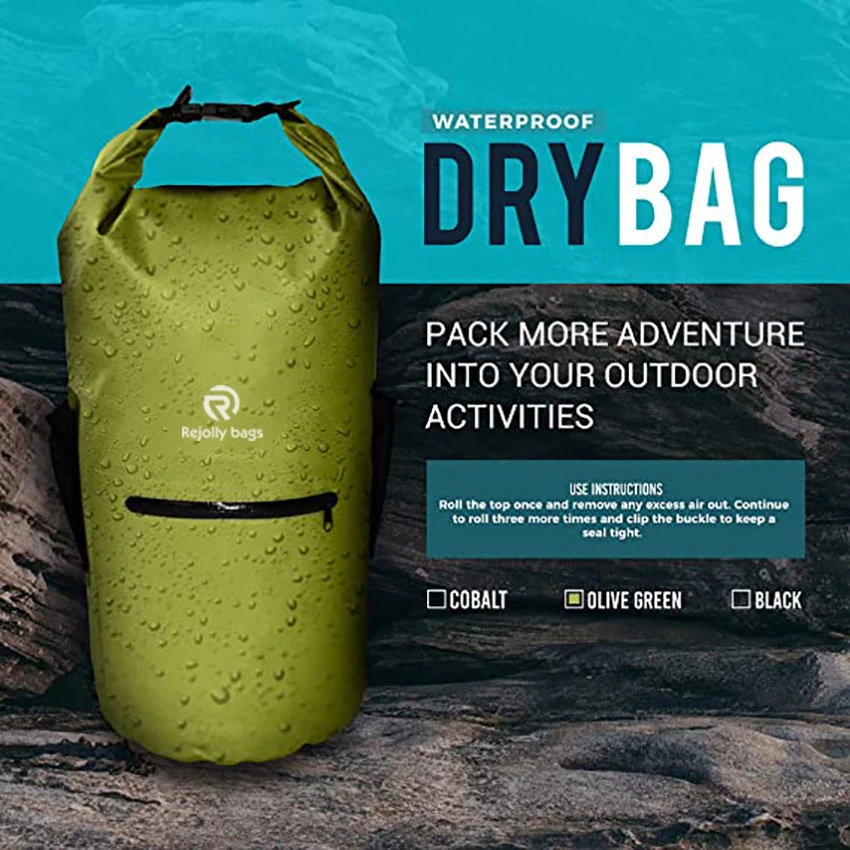 Waterproof Roll Top Dry Sack with 2 Adjustable Shoulder Straps Boating Bag