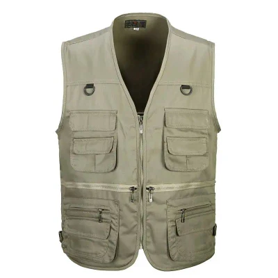 Custom Designs Newest Hot Sales Outdoor Men′s Multi Pocket Cotton Fishing Photography Jacket Vest